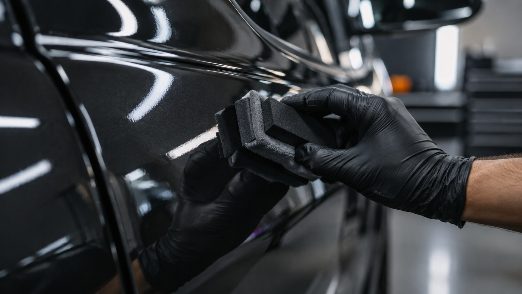 Application d’une protection céramique sur une carrosserie noire