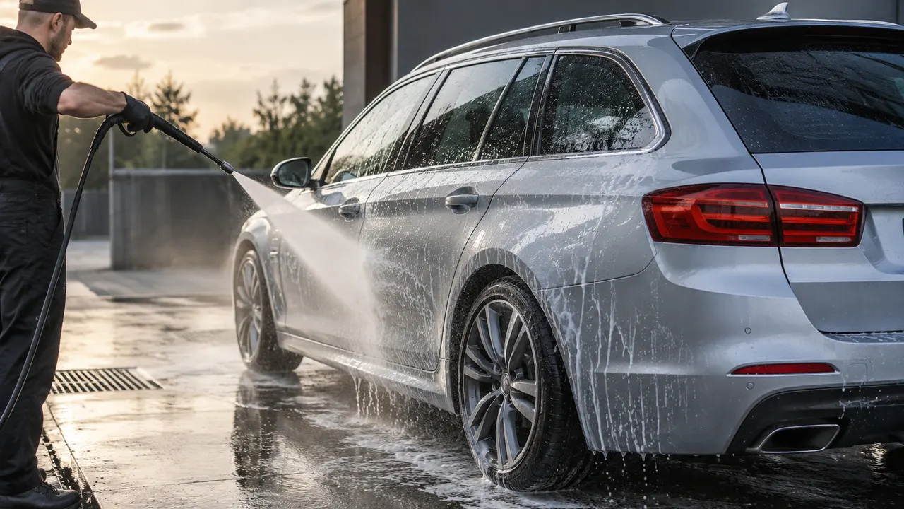 Lavage extérieur à la mousse d’une Subaru